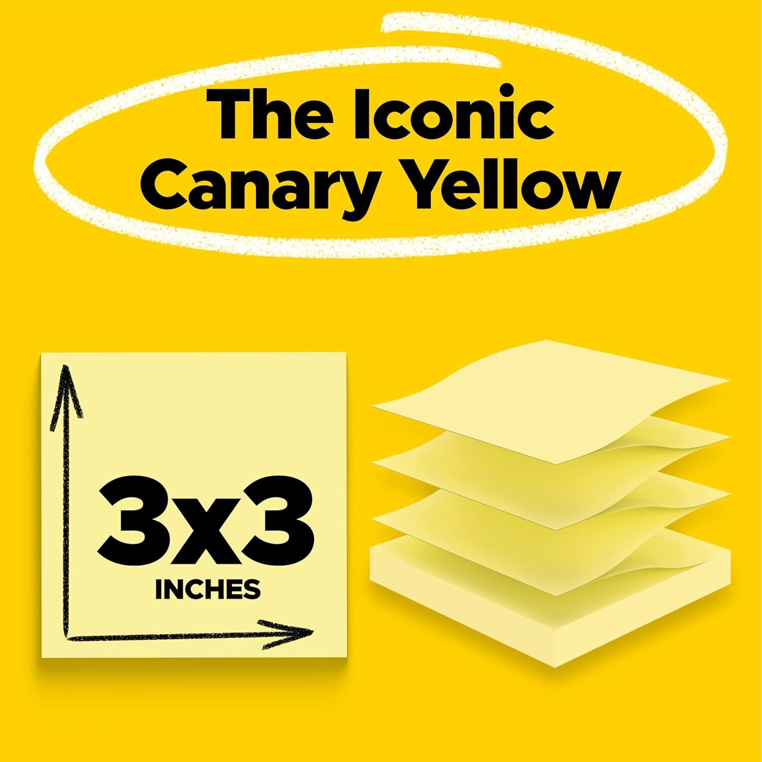 image:imagePostit Super Sticky Dispenser Popup Notes 10 Sticky Note Pads 3 x 3 in 2X The Sticking Power New Year Organization or Second Semester School Supplies Canary Yellow95 x 64 Pack of 12