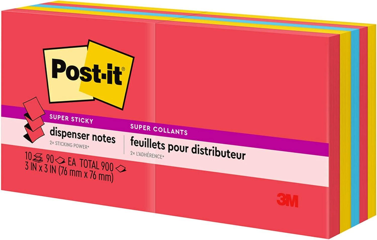 image:imagePostit Super Sticky Dispenser Popup Notes 10 Sticky Note Pads 3 x 3 in 2X The Sticking Power New Year Organization or Second Semester School Supplies Playful Primaries Collection22 x 6