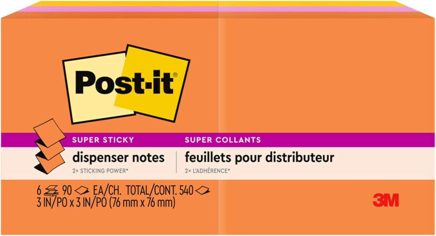 image:imagePostit Super Sticky Dispenser Popup Notes 6 Sticky Note Pads 3 x 3 in 2X The Sticking Power New Year Organization or Second Semester School Supplies Energy Boost Collection97 x 66 Pack of 12