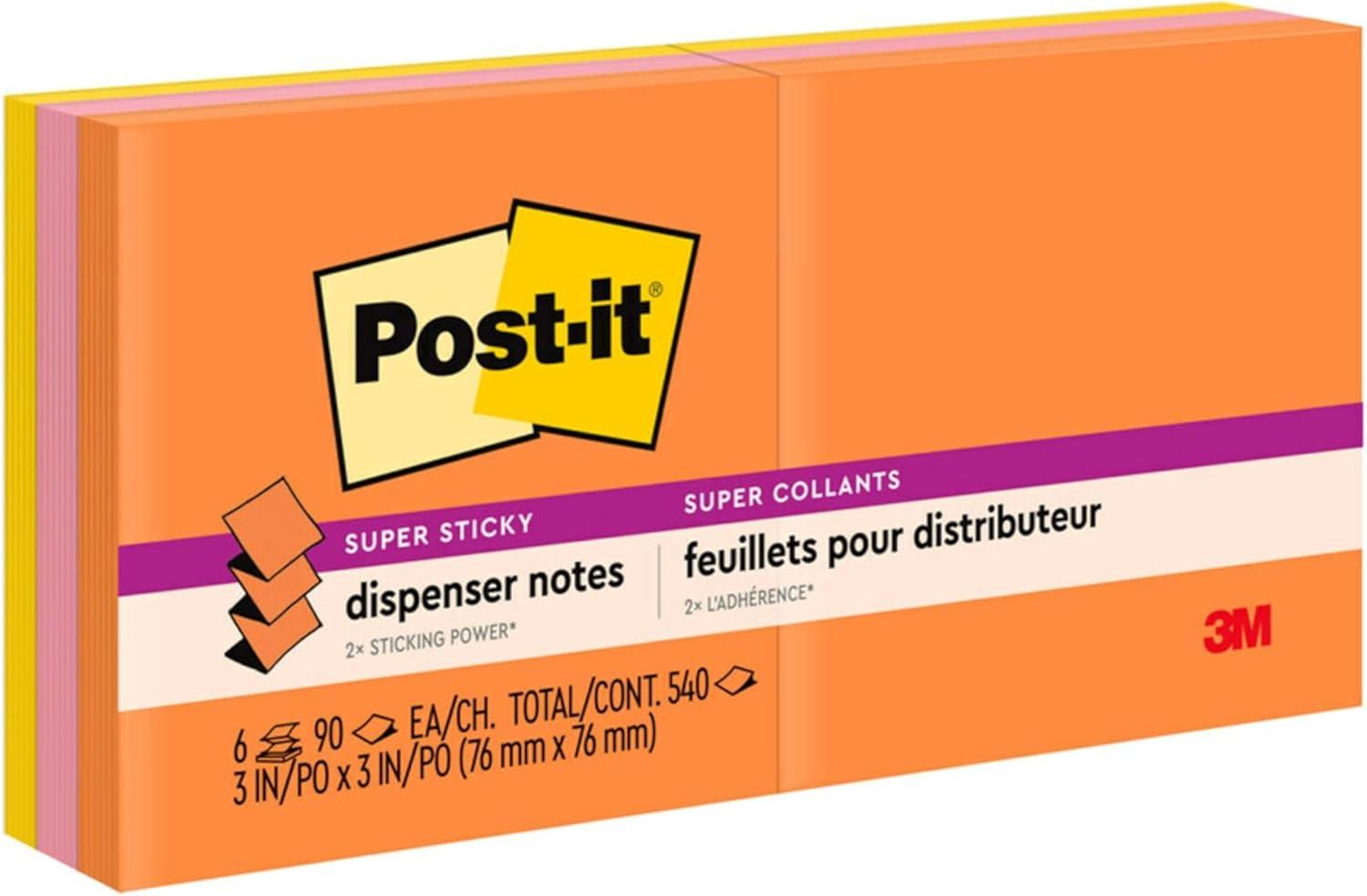 image:imagePostit Super Sticky Dispenser Popup Notes 6 Sticky Note Pads 3 x 3 in 2X The Sticking Power New Year Organization or Second Semester School Supplies Energy Boost Collection97 x 66 Pack of 12