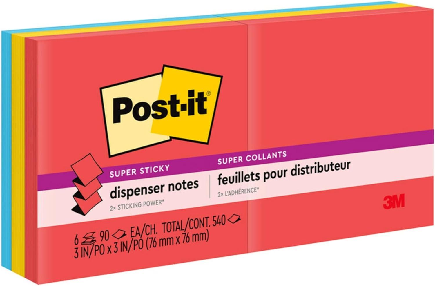image:imagePostit Super Sticky Dispenser Popup Notes 6 Sticky Note Pads 3 x 3 in 2X The Sticking Power New Year Organization or Second Semester School Supplies Playful Primaries Collection