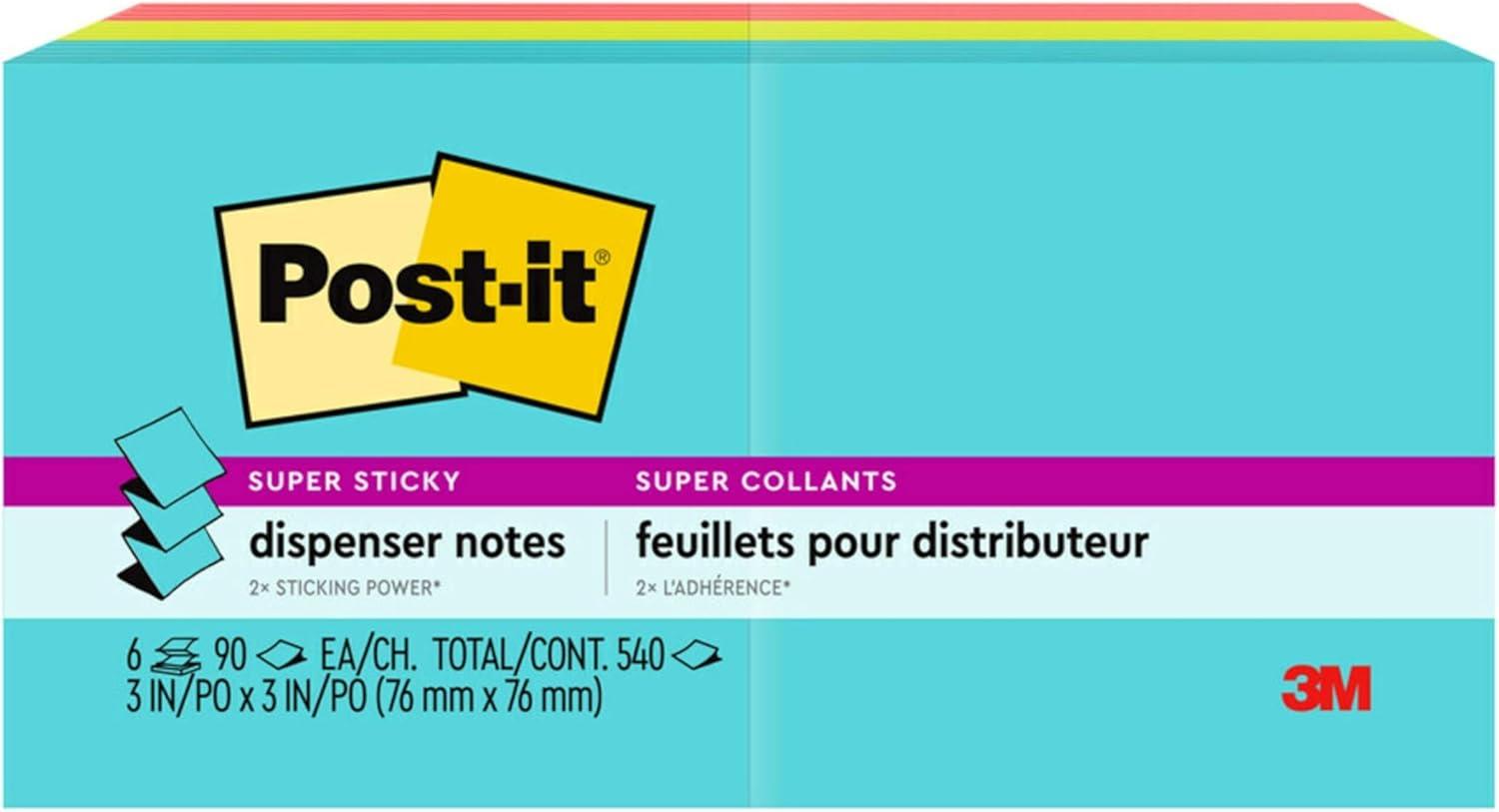 image:imagePostit Super Sticky Dispenser Popup Notes 6 Sticky Note Pads 3 x 3 in 2X The Sticking Power School Supplies and Oce Products Use with Postit Note Dispensers Supernova Neons Collection14 x 6 Pack of 12