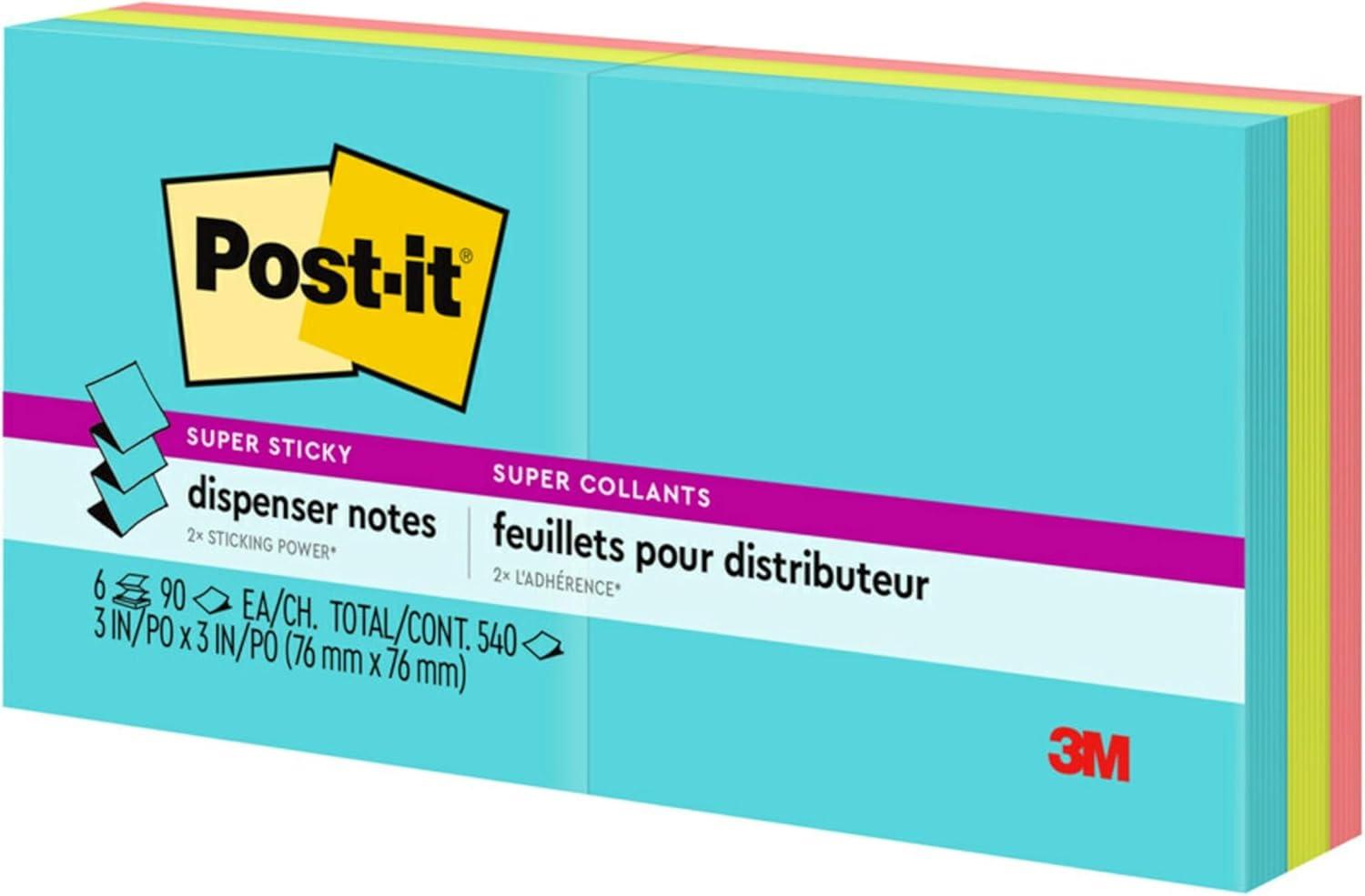 image:imagePostit Super Sticky Dispenser Popup Notes 6 Sticky Note Pads 3 x 3 in 2X The Sticking Power School Supplies and Oce Products Use with Postit Note Dispensers Supernova Neons Collection14 x 6 Pack of 12