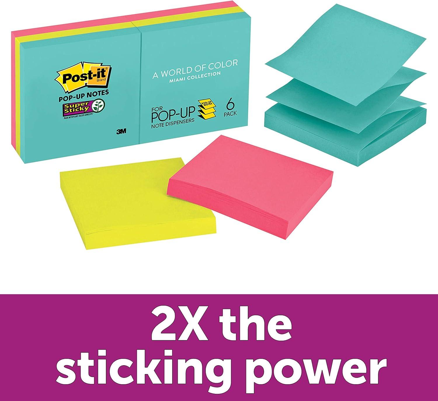 image:imagePostit Super Sticky Dispenser Popup Notes 6 Sticky Note Pads 3 x 3 in 2X The Sticking Power School Supplies and Oce Products Use with Postit Note Dispensers Supernova Neons Collection14 x 6