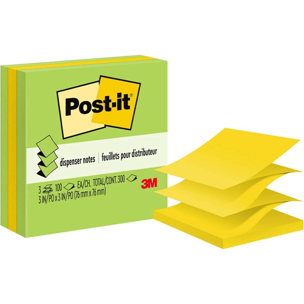 image:imagePostit Popup Notes 3x3 in 3 Pads Americas 1 Favorite Sticky Notes Floral Fantasy Collection Bold Colors Green Yellow Orange Purple Blue Clean Removal Recyclable 33013AUFF