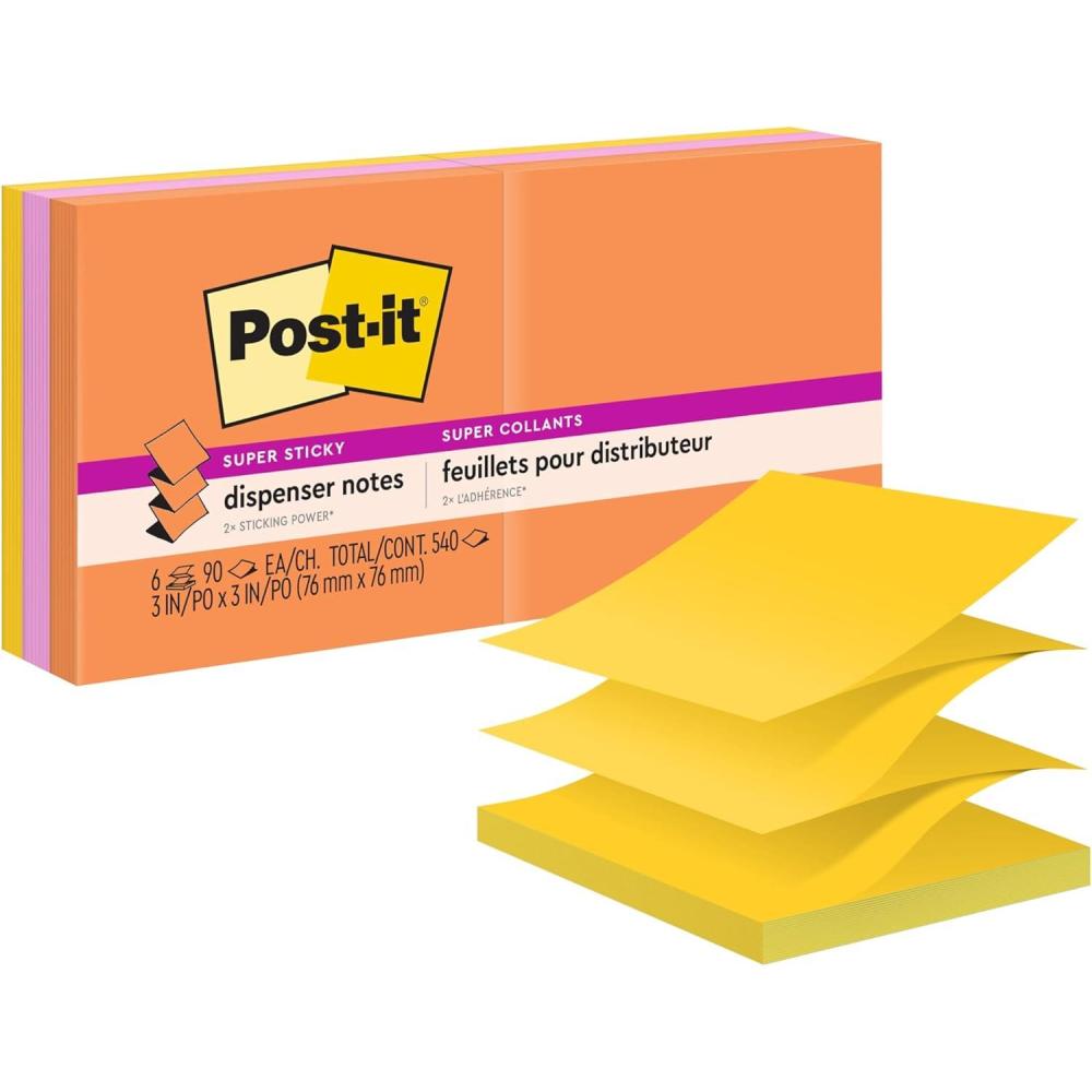 image:imagePostit Super Sticky Dispenser Popup Notes 6 Sticky Note Pads 3 x 3 in 2X The Sticking Power New Year Organization or Second Semester School Supplies Energy Boost Collection97 x 66