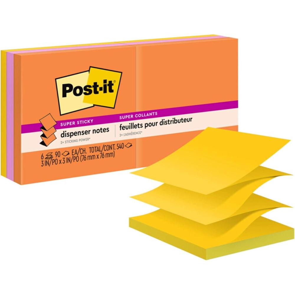 image:imagePostit Super Sticky Dispenser Popup Notes 6 Sticky Note Pads 3 x 3 in 2X The Sticking Power New Year Organization or Second Semester School Supplies Energy Boost Collection97 x 66 Pack of 12
