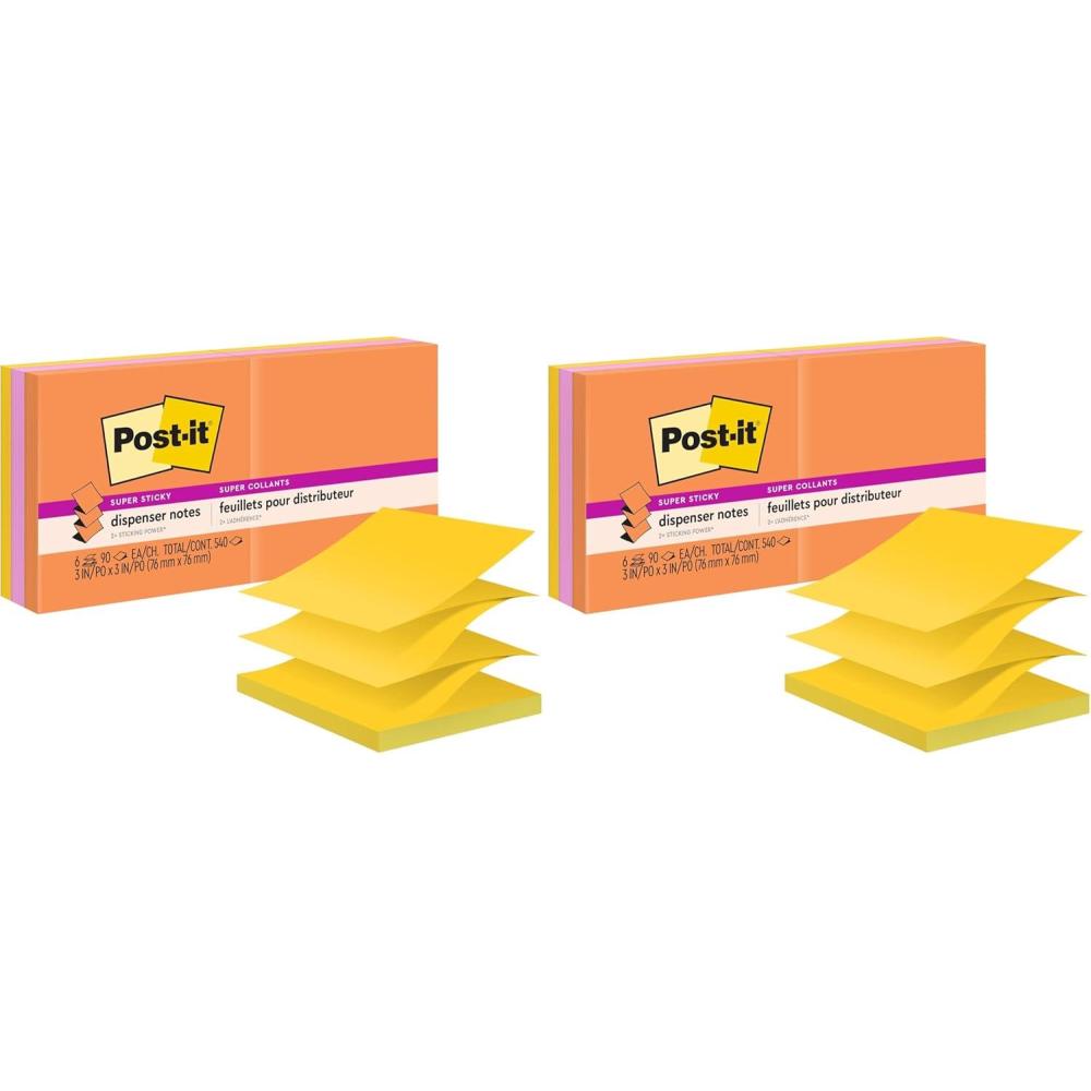 image:imagePostit Super Sticky Dispenser Popup Notes 6 Sticky Note Pads 3 x 3 in 2X The Sticking Power New Year Organization or Second Semester School Supplies Energy Boost Collection97 x 66 Pack of 2