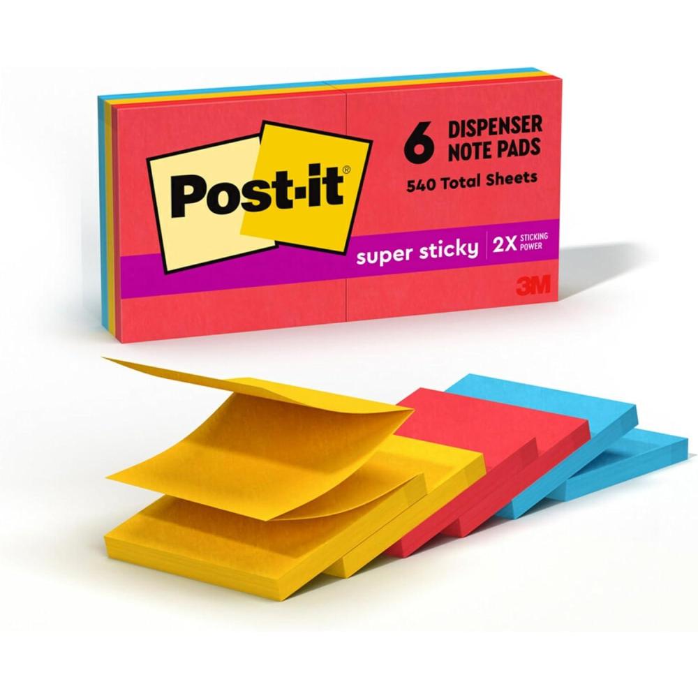 image:imagePostit Super Sticky Dispenser Popup Notes 6 Sticky Note Pads 3 x 3 in 2X The Sticking Power New Year Organization or Second Semester School Supplies Playful Primaries Collection