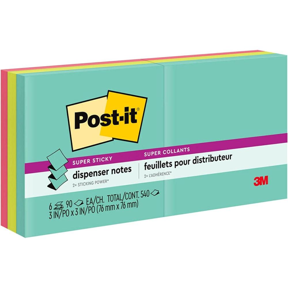 image:imagePostit Super Sticky Dispenser Popup Notes 6 Sticky Note Pads 3 x 3 in 2X The Sticking Power School Supplies and Oce Products Use with Postit Note Dispensers Supernova Neons Collection14 x 6 Pack of 12