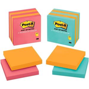 Post-it Pop-up Notes, 3×3 in, 5 Pads, America’s #1 Favorite Sticky Notes, Assorted Colors, Clean Removal, Recyclable (3301-5ALT-M)