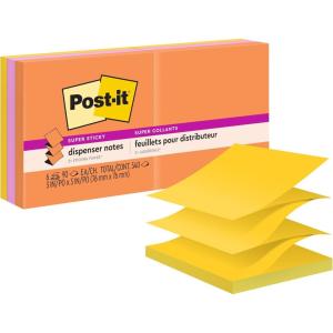 Post-it Super Sticky Dispenser Pop-up Notes, 6 Sticky Note Pads, 3 x 3 in., 2X The Sticking Power, New Year Organization or Second Semester School Supplies, Energy Boost Collection(9.7″ x 6.6″)