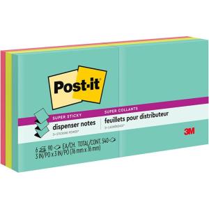 Post-it Super Sticky Dispenser Pop-up Notes, 6 Sticky Note Pads, 3 x 3 in., 2X The Sticking Power, School Supplies and Oﬃce Products, Use with Post-it Note Dispensers, Supernova Neons Collection(1.4″ x 6″ (Pack of 12))