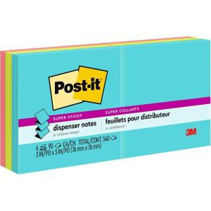 Post-it Super Sticky Dispenser Pop-up Notes, 6 Sticky Note Pads, 3 x 3 in., 2X The Sticking Power, School Supplies and Oﬃce Products, Use with Post-it Note Dispensers, Supernova Neons Collection(1.4″ x 6″)