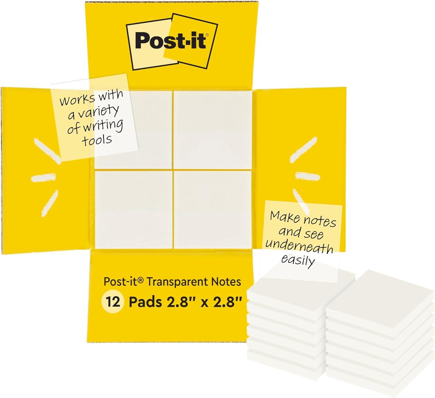 image:imagePostit Transparent Notes 28 in x 28 in Pastel Sticky Notes School Supplies Office Products Great for Studying Great for Studying 2 PadsClear Transparent 3 Pack