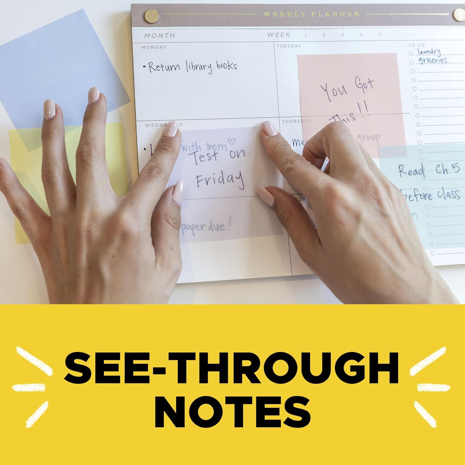 image:imagePostit Transparent Notes 28 in x 28 in Pastel Sticky Notes School Supplies Office Products Great for Studying Great for Studying 2 PadsPastel Transparent