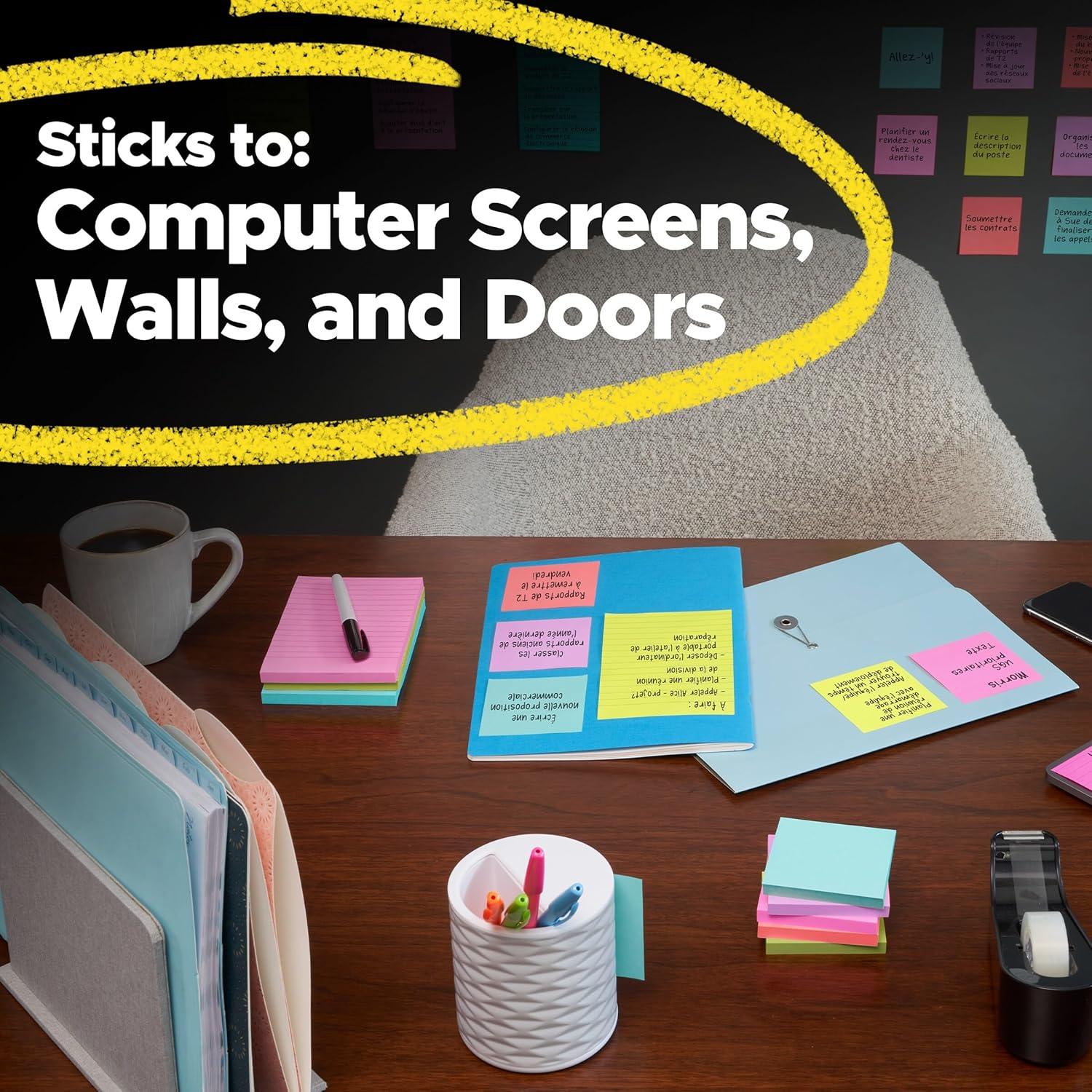 image:imagePostit Super Sticky Notes 3 Lined Sticky Notes Pads 4 x 6 in School Supplies and Oce Supplies 2X the Sticking Power Neutrality Collection