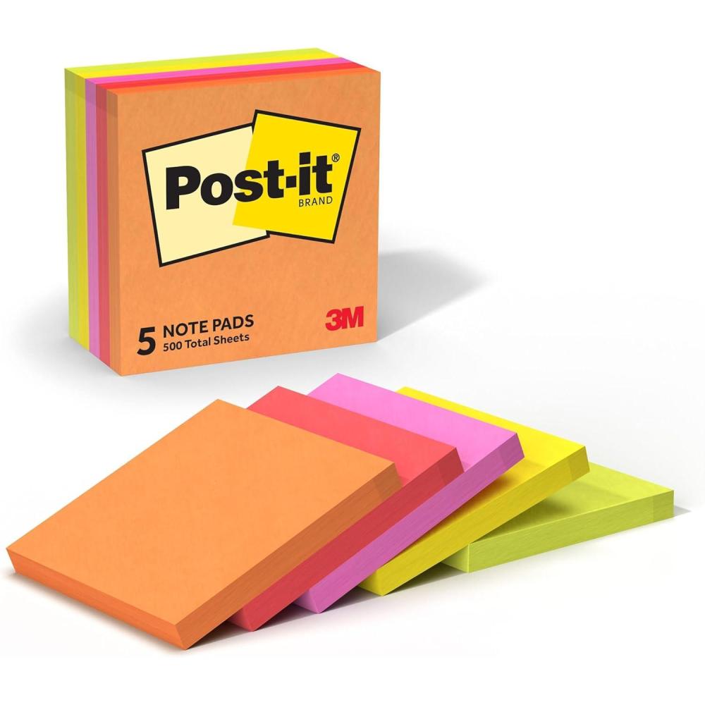 image:imagePostit Notes 5 Sticky Notes Pads 3 x 3 in School Supplies and Oce Supplies Sunburst Collection