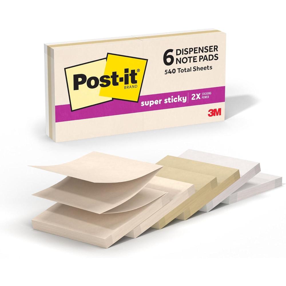 image:imagePostit Super Sticky Dispenser Popup Notes 6 Sticky Notes Pads 3 x 3 in School Supplies and Oce Supplies 2X the Sticking Power Use with Postit Note Dispensers Neutrality Collection
