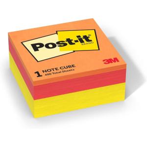 Post-it Notes, 1 Cube Note Sticky Notes Pad, 3 x 3 in., School Supplies and Oﬃce Supplies, Sunburst Collection