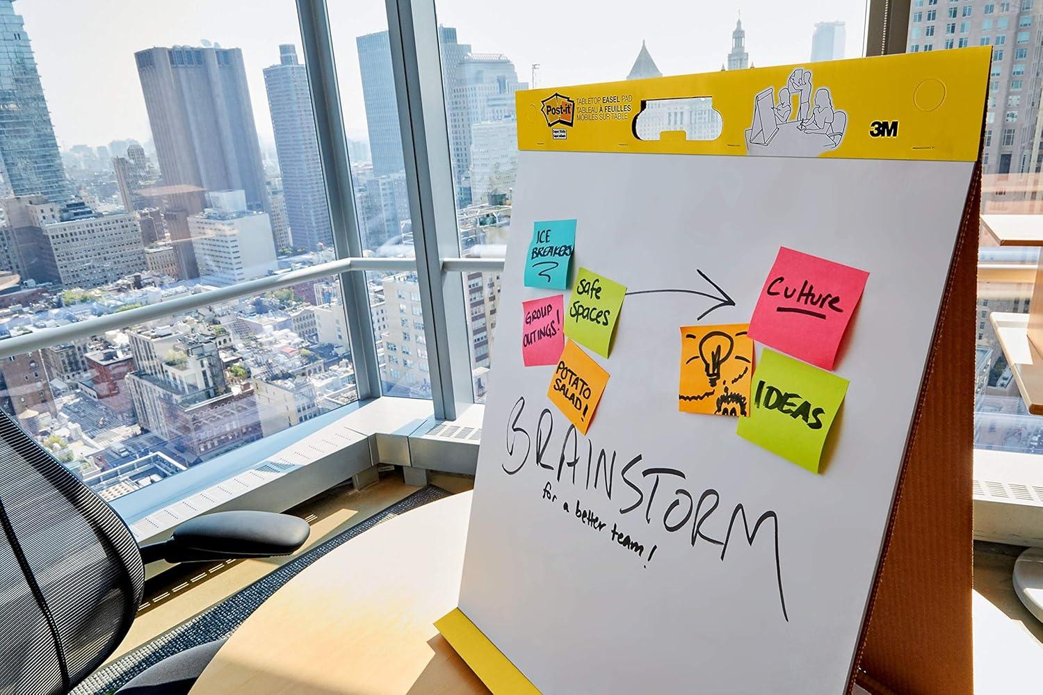 imagePostIt Super Sticky Meeting Charts Pack de 1 Bloc avec 20 Feuilles 584 mm x 508 mm Couleur Blanche Paperboard Adhsif Repositionnable pour Runions et Sessions de BrainstormingTableau mixte double face auto adhsives