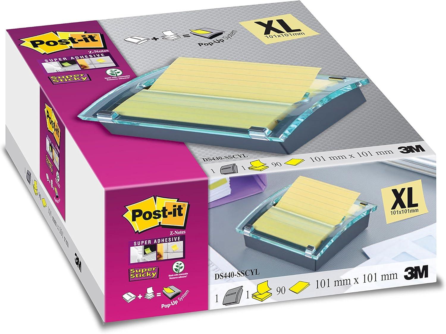 imagePostit Dvidoir Noir ZNotes Postit Super Sticky Grand Format XXL 90 Feuilles 101 mm x 101 mm Jaune Canari pour le Bureau et la Maison