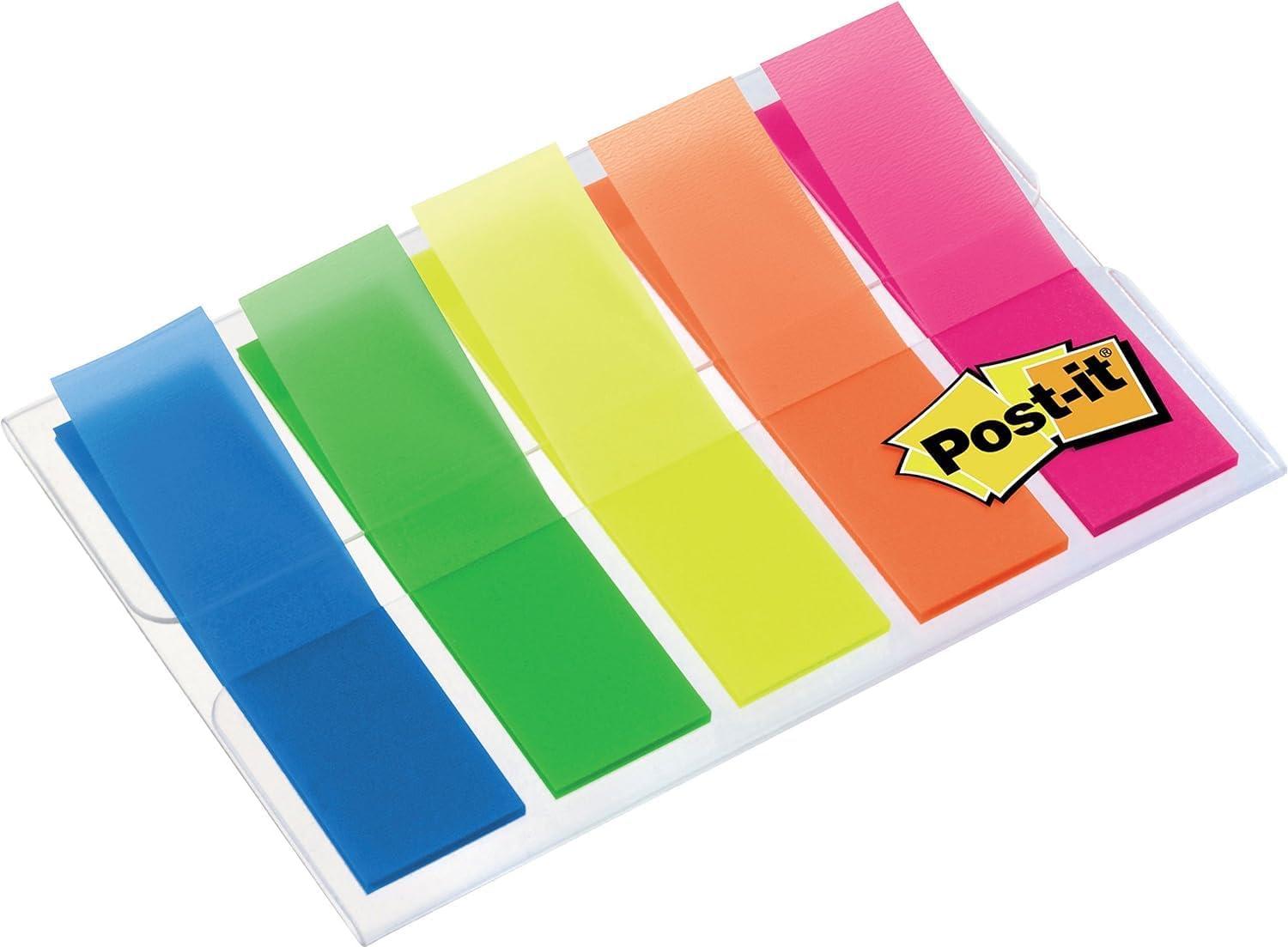 imagePostit MarquePages troits Pack de 4 Distributeurs 35 MarquePages par Distributeur 119 mm x 432 mm Jaune Rouge Vert Bleu Couleurs Pour Marquer Surligner ou Codifier des Informations100 pices