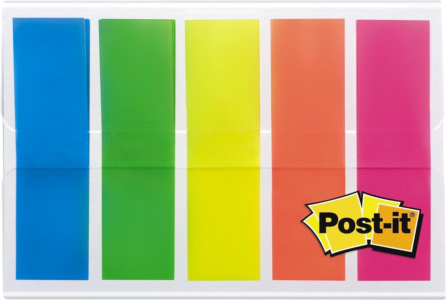 imagePostit MarquePages troits Pack de 4 Distributeurs 35 MarquePages par Distributeur 119 mm x 432 mm Jaune Rouge Vert Bleu Couleurs Pour Marquer Surligner ou Codifier des Informations100 pices