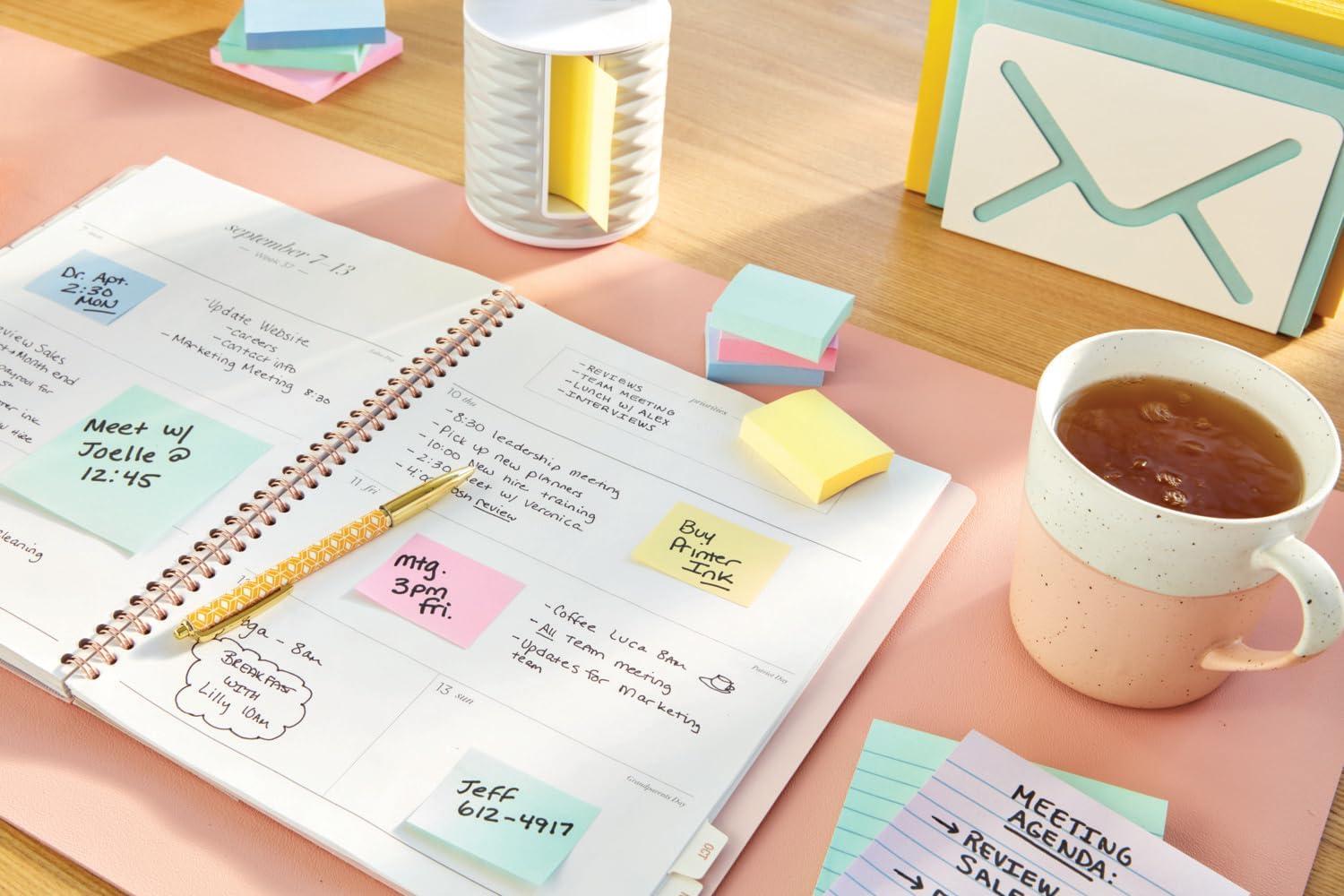imagePostit Notes Autocollantes Pack Promo Pack de 8 4 Blocs GRATUITS 100 Feuilles par Bloc 38 mm x 51 mm Jaune Pastel Feuillets Adhsifs pour Prise de Notes Listes de Tches et Rappels