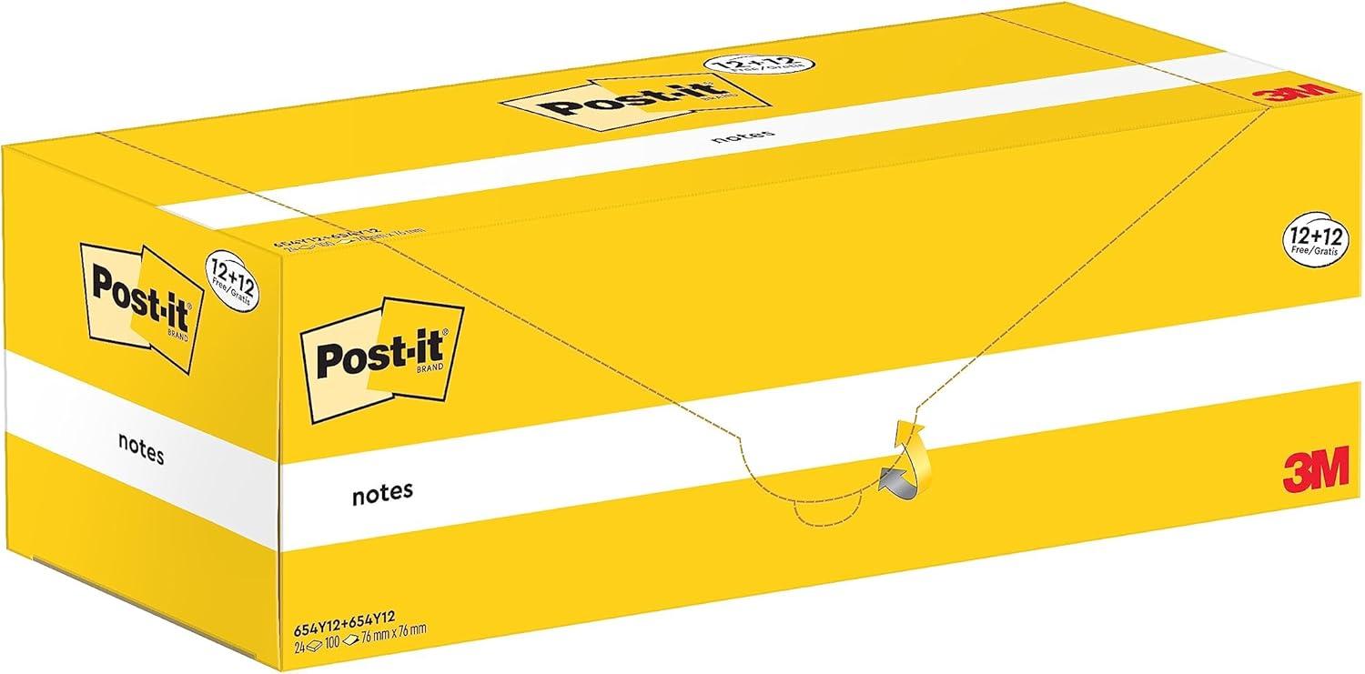 imagePostit Notes Autocollantes Pack Promo de 12 Blocs 12 GRATUITS 100 Feuilles par Bloc 76 mm x 76 mm Jaune Pastel Feuillets Adhsifs pour Prise de Notes Listes de Tches et Rappels1