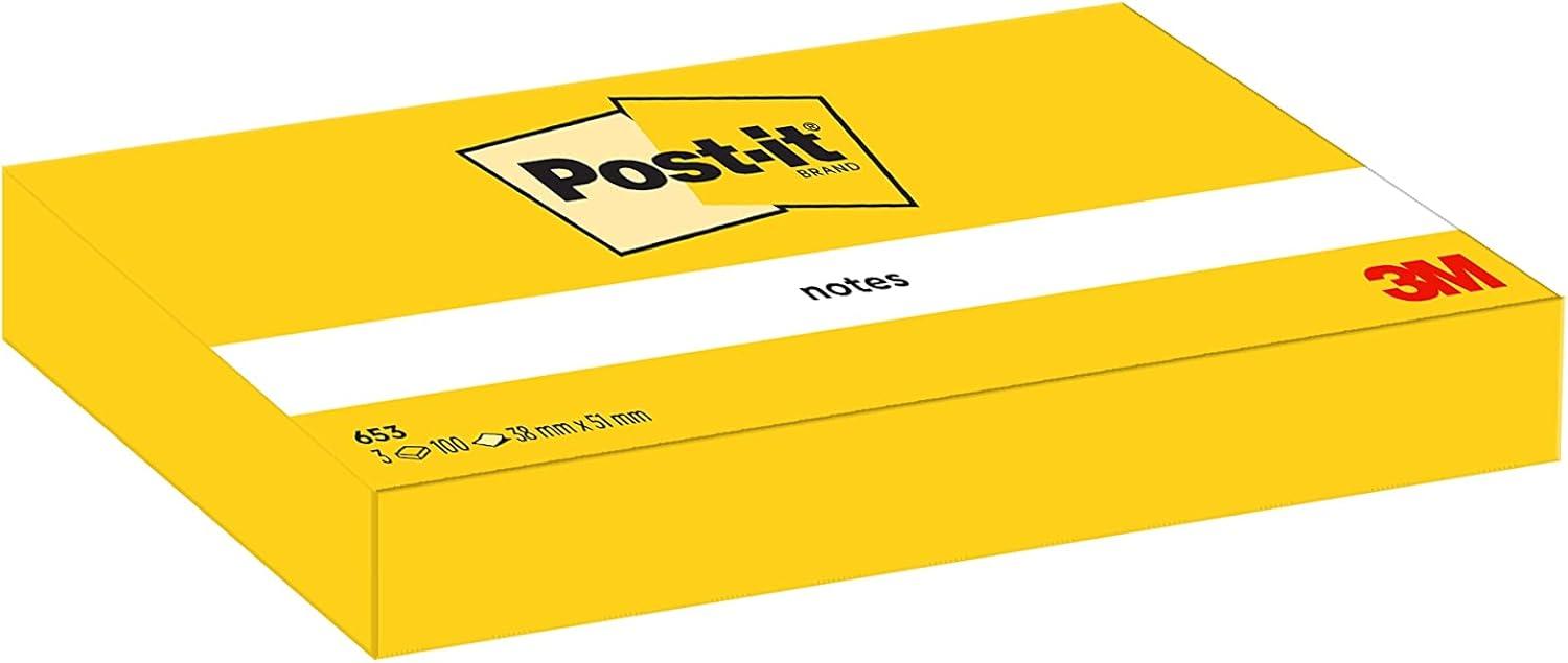 imagePostit Notes Autocollantes Pack de 12 Blocs 100 Feuilles par Bloc 38 mm x 51 mm Jaune Pastel Feuillets Adhsifs pour Prise de Notes Listes de Tches et Rappels4 X 3 Blocs