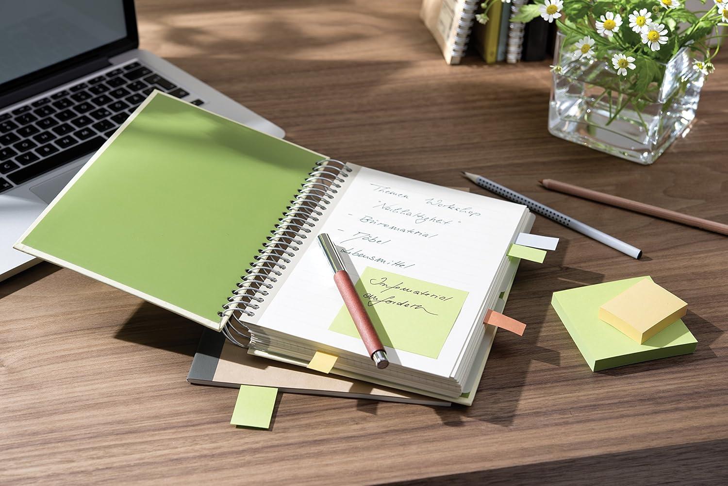 imagePostit Notes Autocollantes Pack de 12 Blocs 100 Feuilles par Bloc 38 mm x 51 mm Jaune Pastel Feuillets Adhsifs pour Prise de Notes Listes de Tches et Rappels6 Blocs