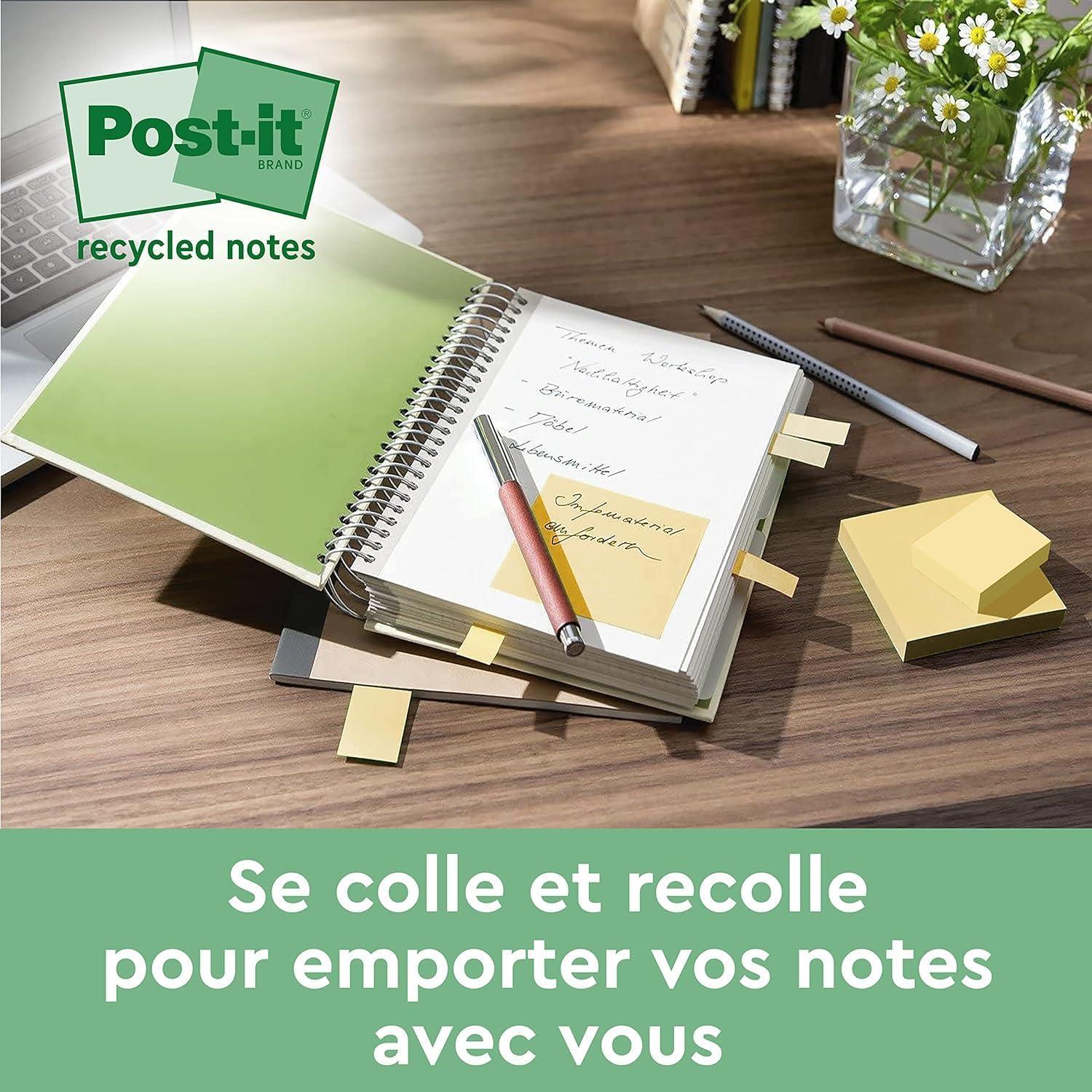 imagePostit Notes Autocollantes Pack de 12 Blocs 100 Feuilles par Bloc 38 mm x 51 mm Jaune Pastel Feuillets Adhsifs pour Prise de Notes Listes de Tches et Rappels24 Blocs