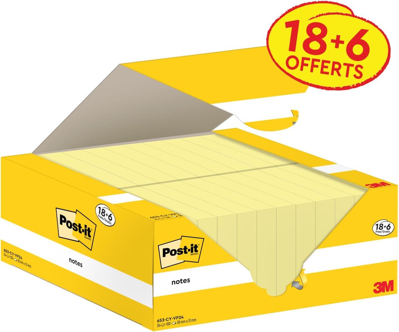 imagePostit Notes Autocollantes Pack de 12 Blocs 100 Feuilles par Bloc 38 mm x 51 mm Jaune Pastel Feuillets Adhsifs pour Prise de Notes Listes de Tches et Rappels18 Blocs 6 GRATUITS
