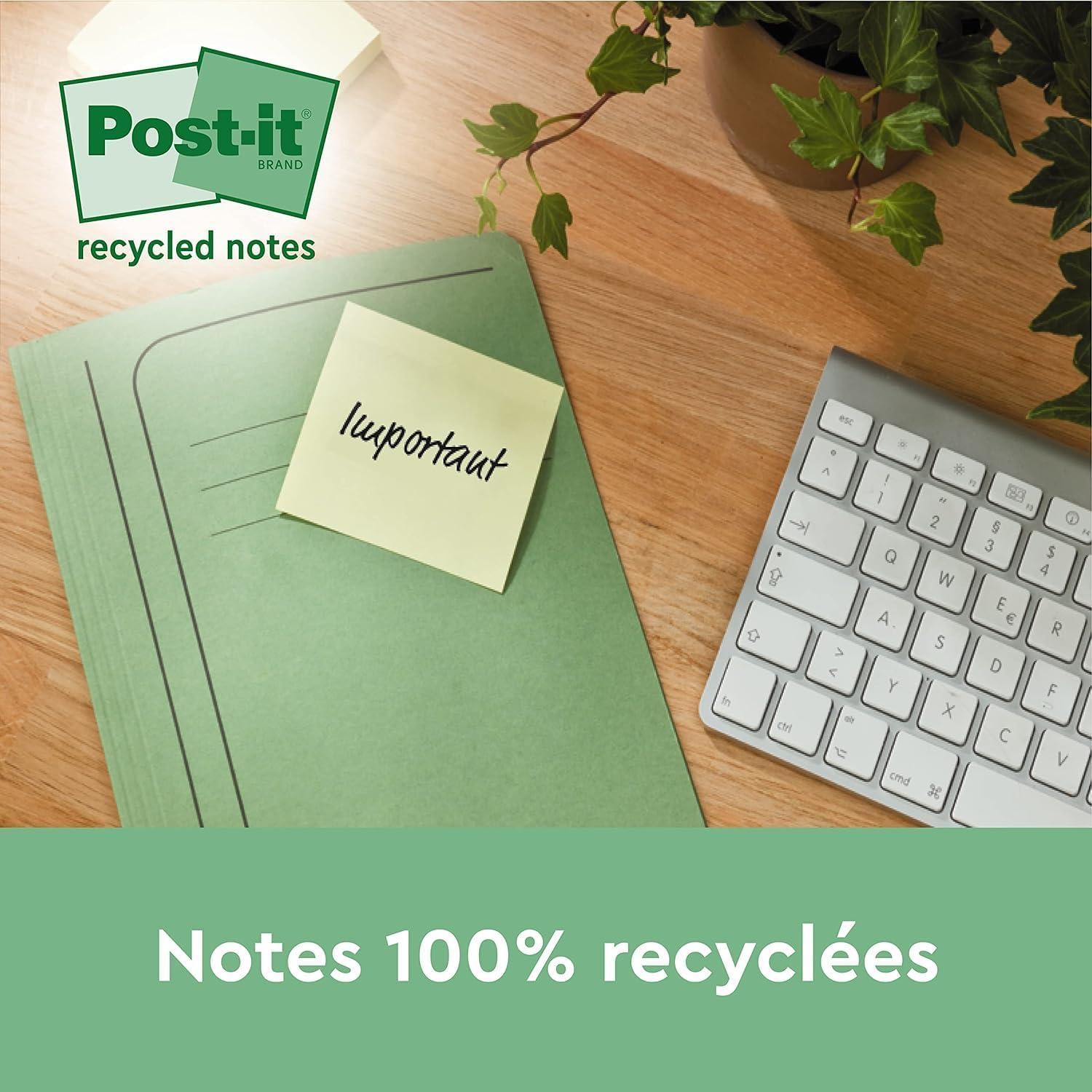 imagePostit Notes Autocollantes Pack de 12 Blocs 100 Feuilles par Bloc 38 mm x 51 mm Jaune Pastel Feuillets Adhsifs pour Prise de Notes Listes de Tches et Rappels24 Blocs