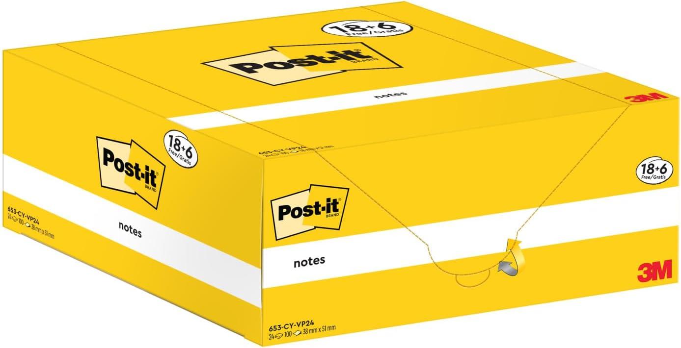 imagePostit Notes Autocollantes Pack de 12 Blocs 100 Feuilles par Bloc 38 mm x 51 mm Jaune Pastel Feuillets Adhsifs pour Prise de Notes Listes de Tches et Rappels18 Blocs 6 GRATUITS