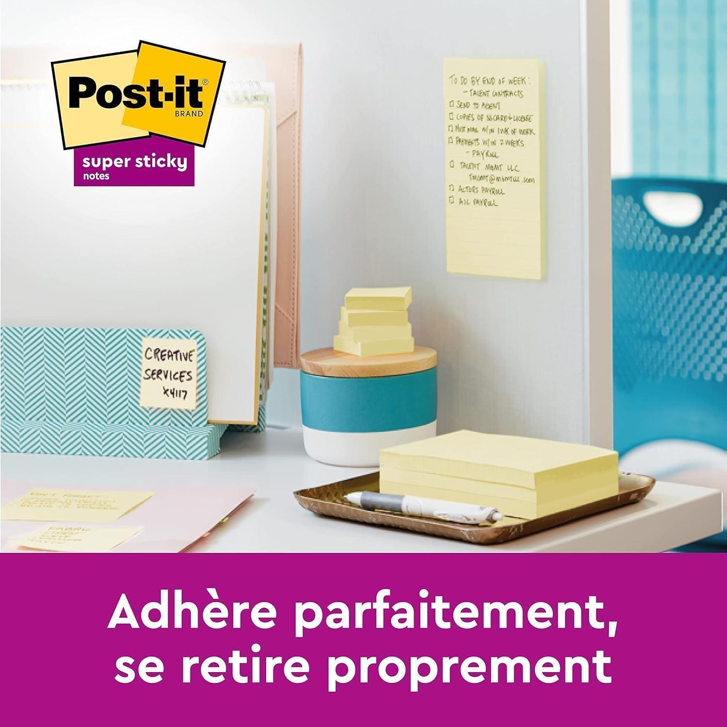 imagePostit Notes Autocollantes Super Sticky 14 Blocs 2 GRATUITS 90 Feuilles par Bloc 76 mm x 76 mm Jaune Pastel Feuillets Super Adhsifs pour Prise de Notes Listes de Tches et RappelsJaune