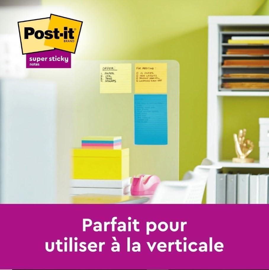 imagePostit Notes Autocollantes Super Sticky Grand Format Vert Lignes 1 Bloc 70 Feuilles 101 mm x 101 mm Feuillets Super Adhsifs pour Prise de Notes Listes de Tches et RappelsVert