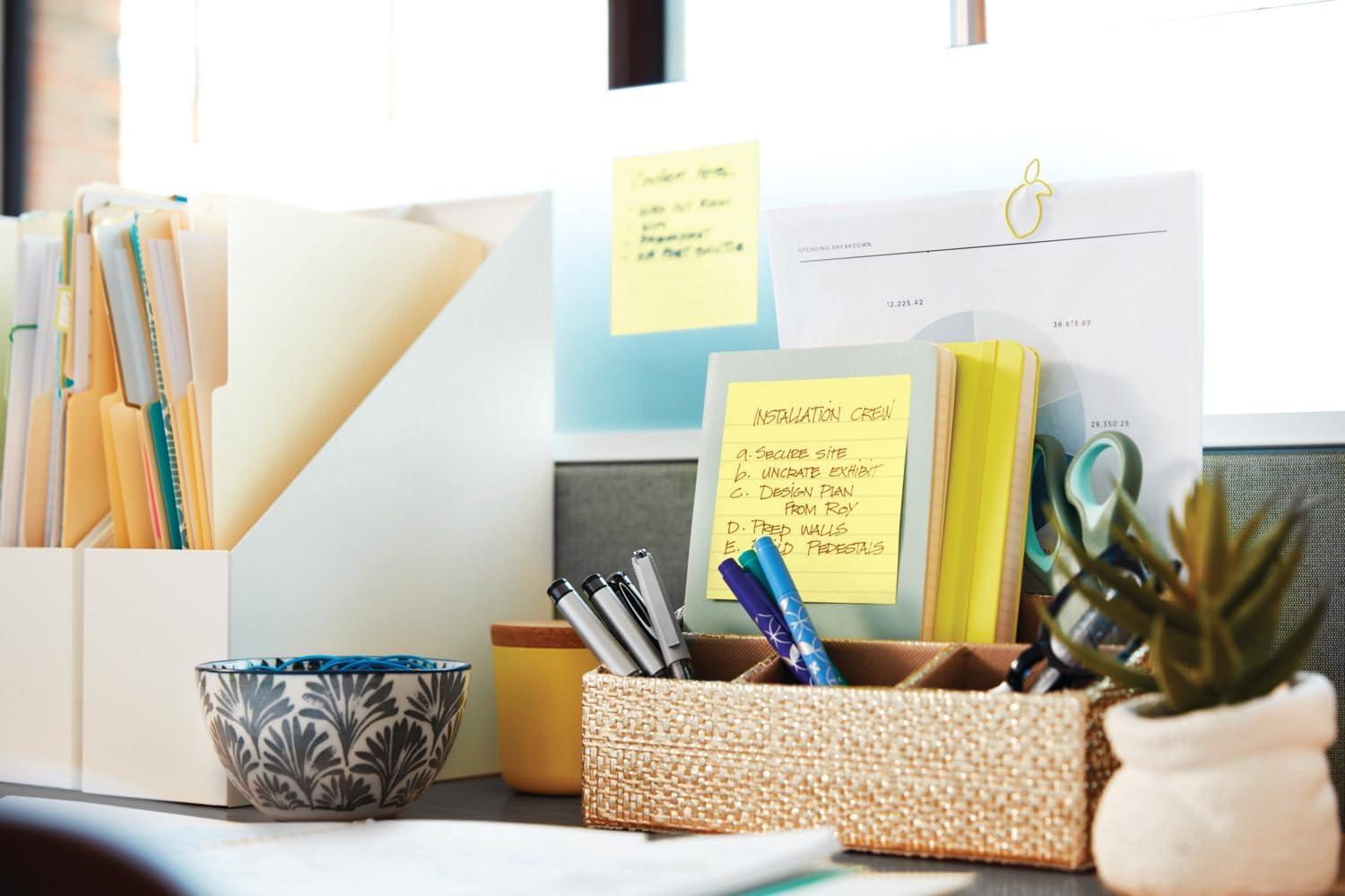 imagePostit Notes Autocollantes Super Sticky Grand Format XL Lignes 101 mm x 101 mm Pack de 3 Blocs 70 Feuilles par Bloc Feuillets Super Adhsifs pour Prise de Notes Listes de Tches et RappelsJaune