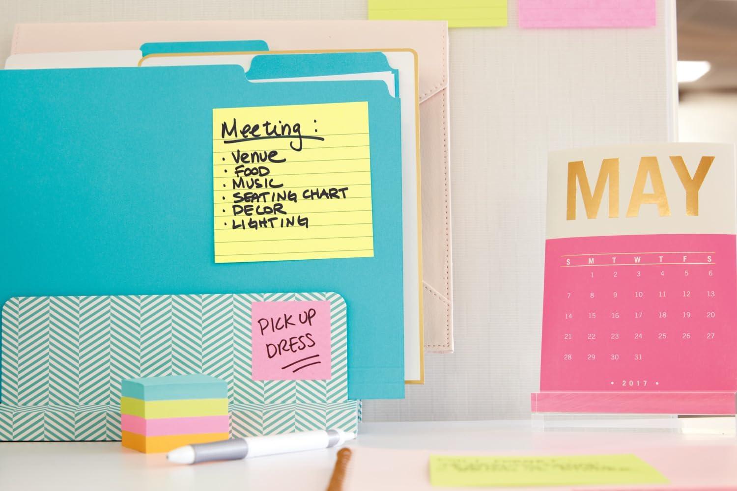 imagePostit Notes Autocollantes Super Sticky Grand Format XL Lignes 101 mm x 101 mm Pack de 3 Blocs 70 Feuilles par Bloc Feuillets Super Adhsifs pour Prise de Notes Listes de Tches et RappelsJaune