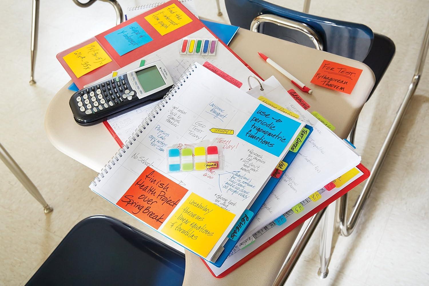 imagePostit Notes Autocollantes Super Sticky Grand Format XL Lignes 101 mm x 101 mm Pack de 3 Blocs 70 Feuilles par Bloc Feuillets Super Adhsifs pour Prise de Notes Listes de Tches et RappelsVertFushiaBleu