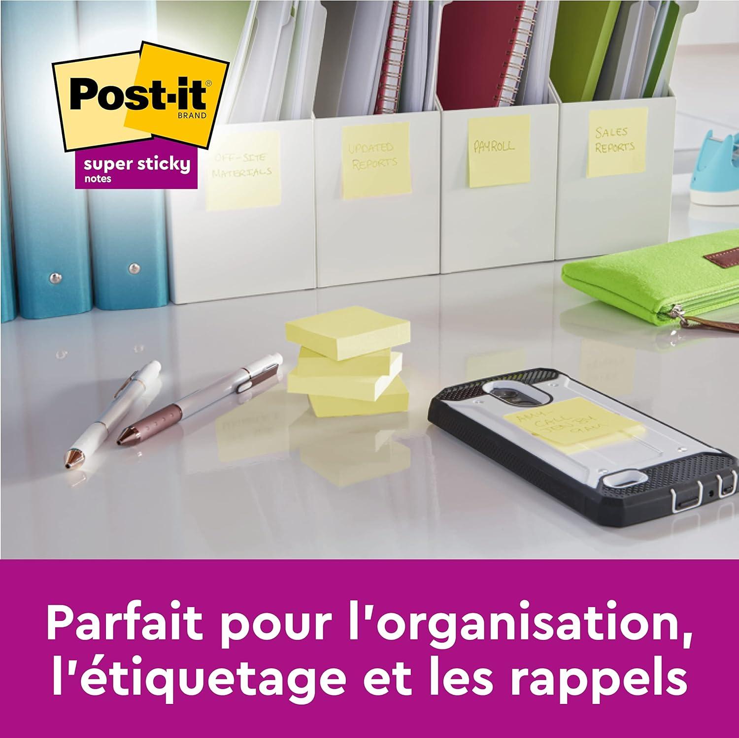 imagePostit Notes Autocollantes Super Sticky Pack de 6 Blocs 90 Feuilles par Bloc 76 mm x 127 mm Jaune Canari Feuillets Super Adhsifs pour Prise de Notes Listes de Tches et Rappels76mm x 76mm