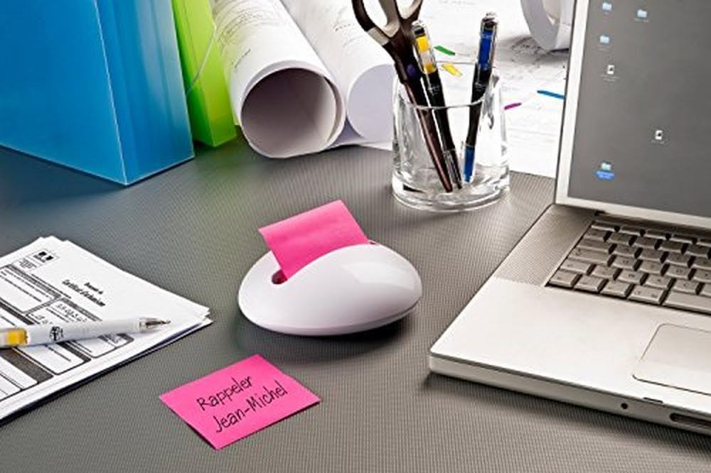 imagePostit PBLB12Y Pack de 12 blocs ZNotes avec dvidoir Galet Noir 76 x 76 mm Jaune pastelJaune