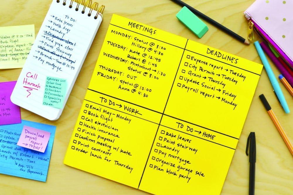 imagePostit Super Sticky Big Notes 1 Bloc de 30 Feuilles 279 mm x 279 mm Jaune Grandes notes Super Adhsives pour Capturer et Partager vos Ides lors de Runions et de Sessions de Brainstorming58 x 558 mm