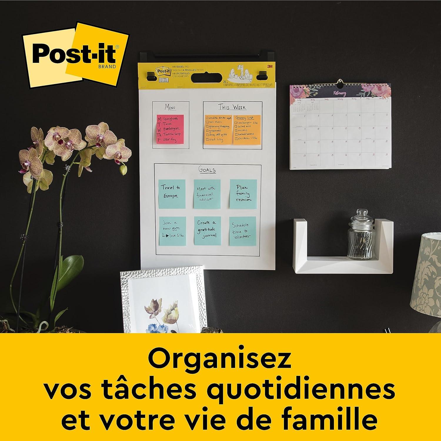 imagePostit Super Sticky Meeting Charts Pack de 2 blocs 20 feuilles chacun 584 x 508 cm blanc Avec 8 languettes adhsives Command Paperboard repositionnable pour runions et brainstorming06 x 584 x 508 cm