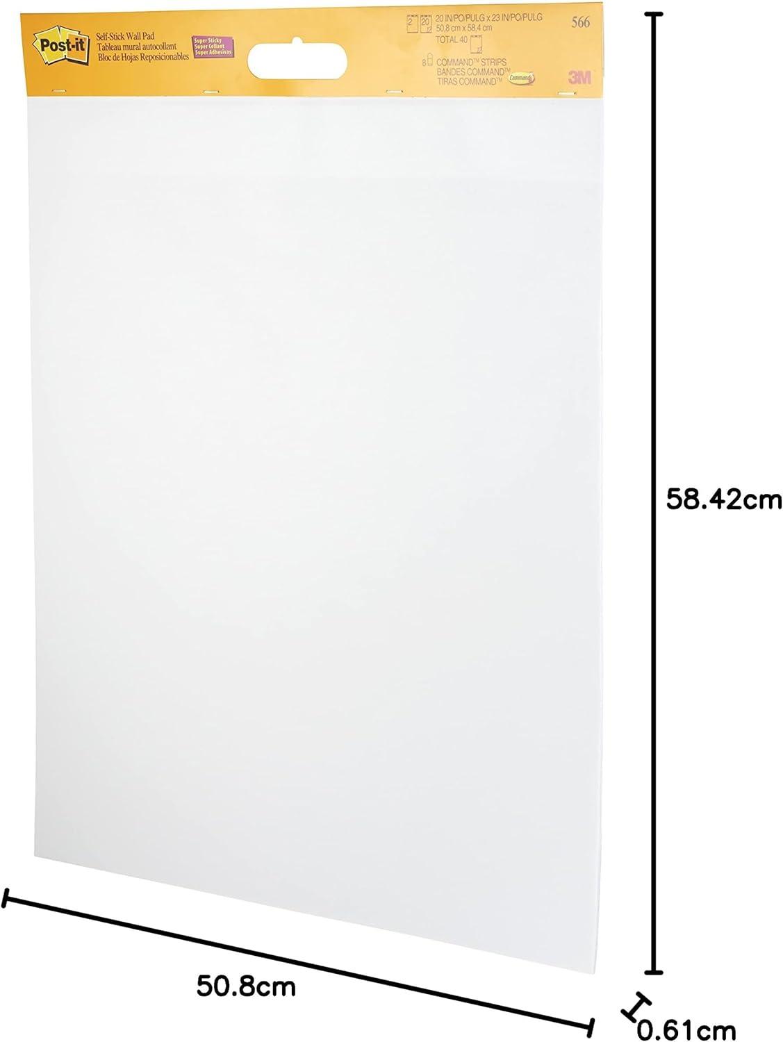 imagePostit Super Sticky Meeting Charts Pack de 2 blocs 20 feuilles chacun 584 x 508 cm blanc Avec 8 languettes adhsives Command Paperboard repositionnable pour runions et brainstorming06 x 584 x 508 cm