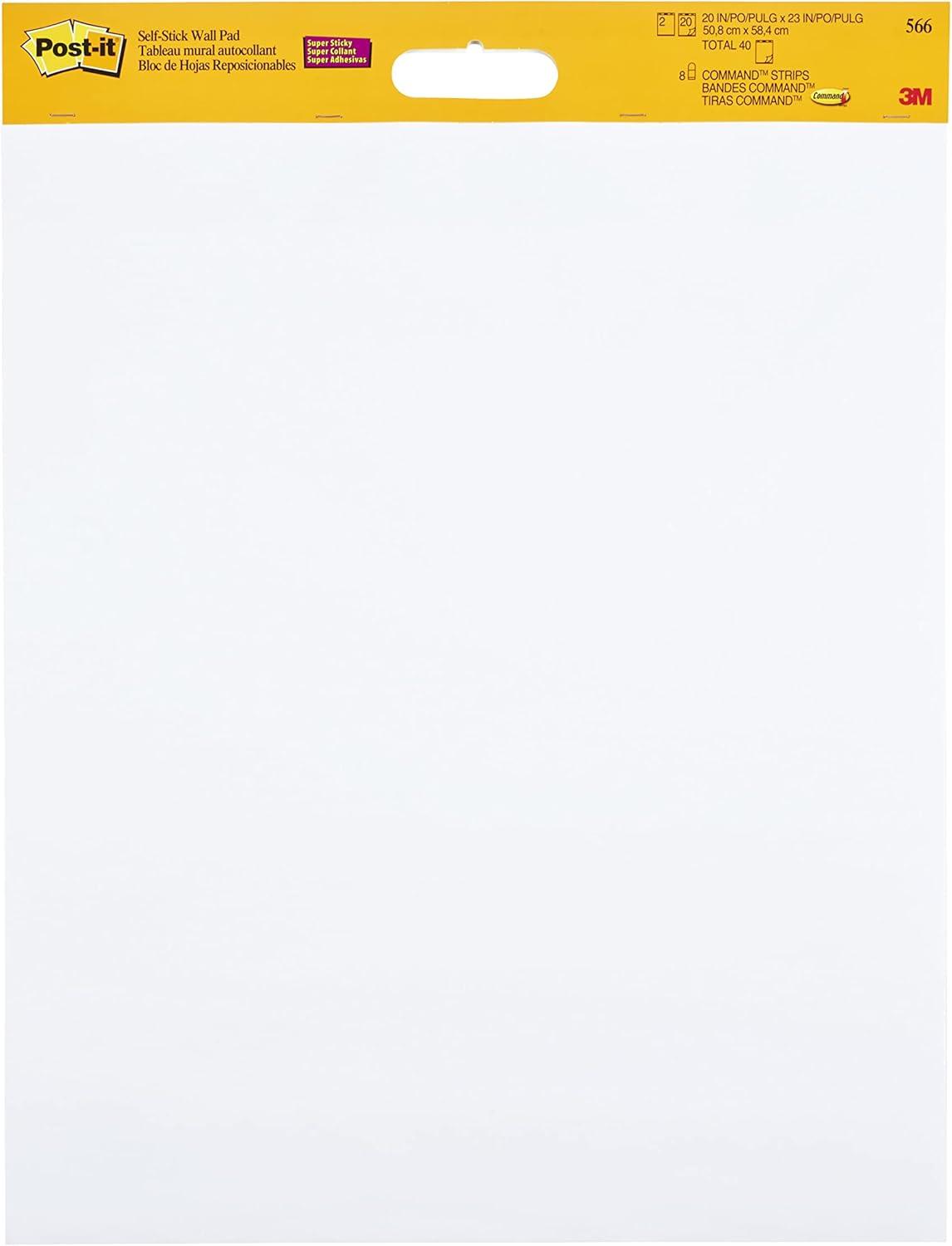 imagePostit Super Sticky Meeting Charts Pack de 2 blocs 20 feuilles chacun 584 x 508 cm blanc Avec 8 languettes adhsives Command Paperboard repositionnable pour runions et brainstorming06 x 584 x 508 cm