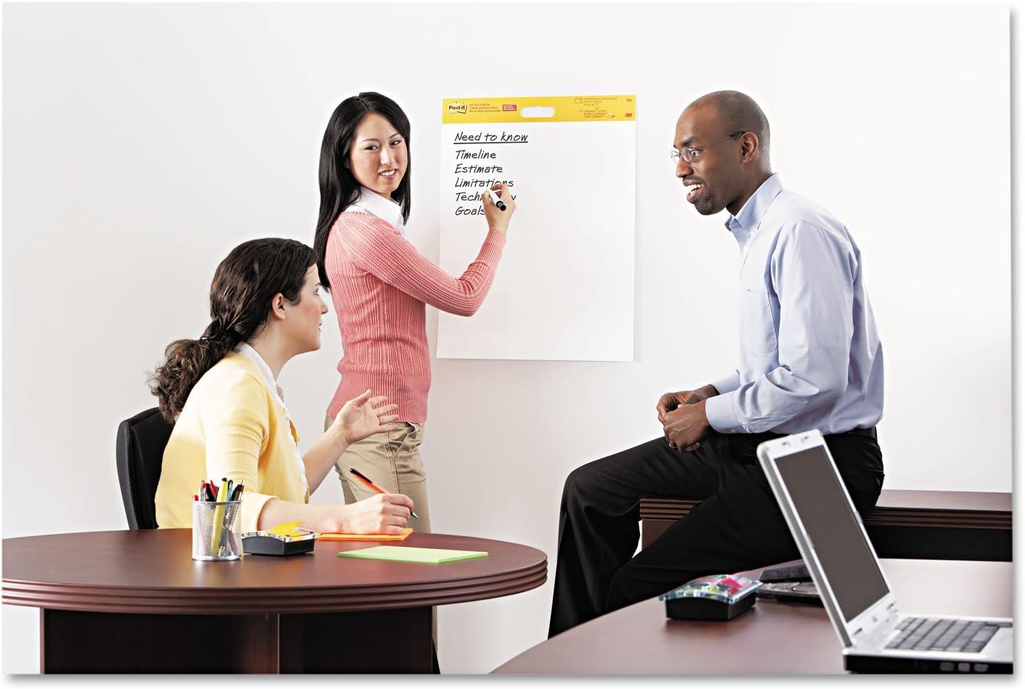 imagePostit Super Sticky Meeting Charts Pack de 2 blocs 20 feuilles chacun 584 x 508 cm blanc Avec 8 languettes adhsives Command Paperboard repositionnable pour runions et brainstorming06 x 584 x 508 cm