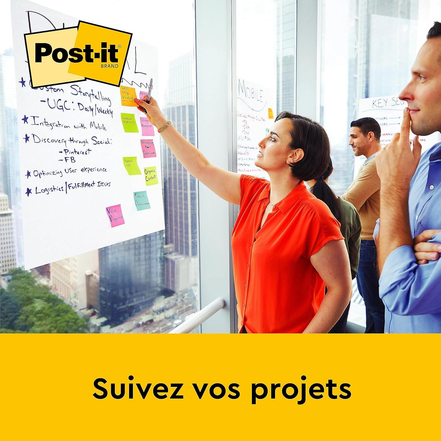 imagePostit Super Sticky Meeting Charts Pack de 2 blocs 20 feuilles chacun 584 x 508 cm blanc Avec 8 languettes adhsives Command Paperboard repositionnable pour runions et brainstorming06 x 584 x 508 cm