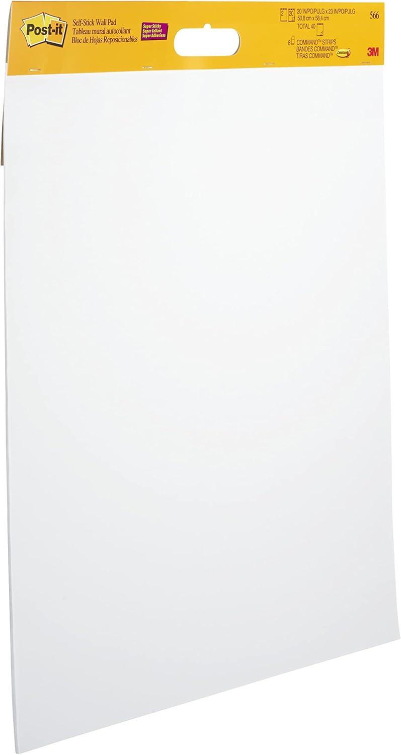 imagePostit Super Sticky Meeting Charts Pack de 2 blocs 20 feuilles chacun 584 x 508 cm blanc Avec 8 languettes adhsives Command Paperboard repositionnable pour runions et brainstorming06 x 584 x 508 cm